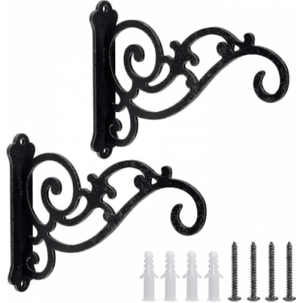 2-Pack Wall Hooks in Carbon Steel, Compatible with Decorative Plants, Lanterns, Lights, Signs, Bells